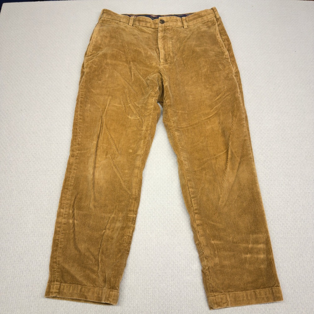 Brooks Brothers Hudson Corduroy Pants Mens 34x30 Tan Brown Wide Wale Cotton
